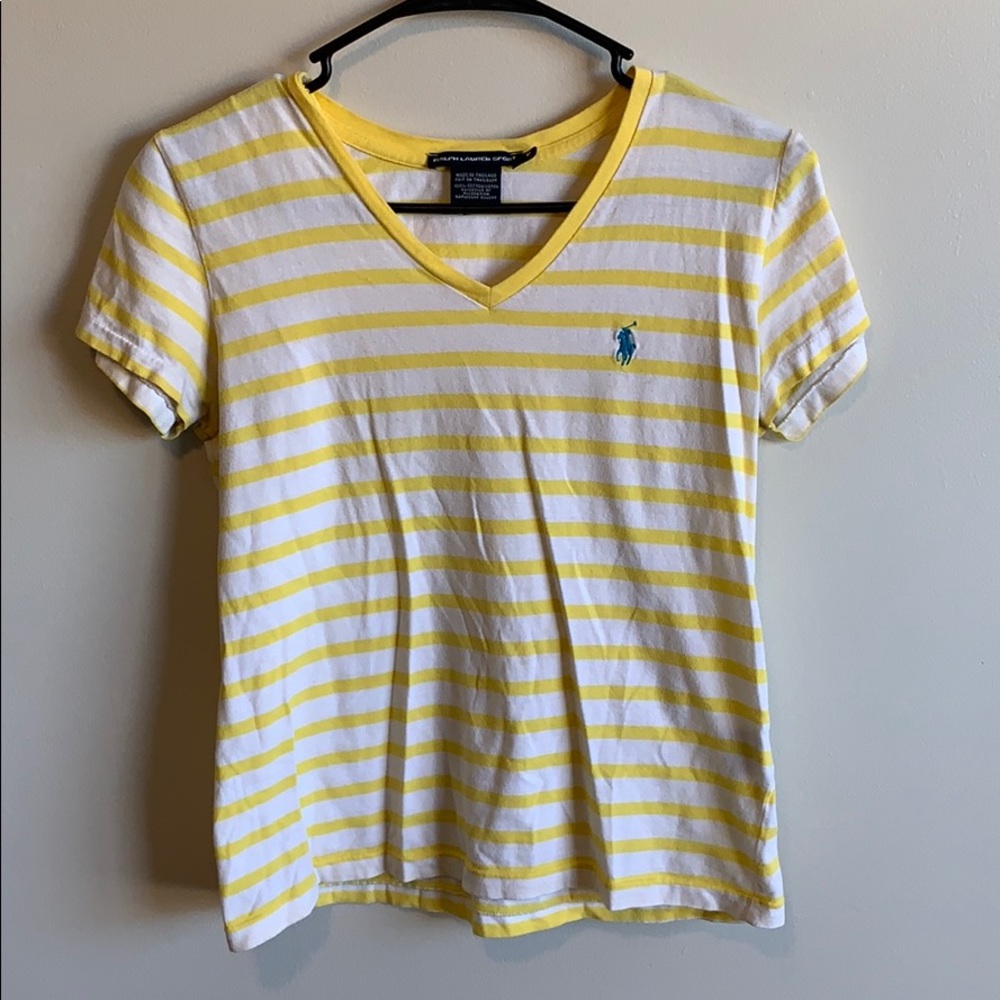 Ralph Lauren yellow and white striped tee